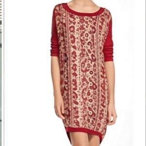 Rebecca Minkoff Silk Mixed Media Red Paisley Avairy Print Oversized Shift Dress